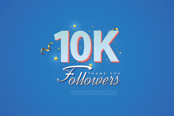 Wall Mural - 11000 followers card light Blue 10K celebration on Blue background, Thank you followers, 11K online Social media achievement poster,