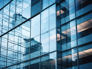 Wall Mural - a detailed view of a sleek and contemporary high-rise building, showcasing its modern architectural 