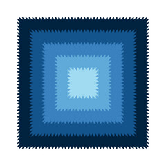 Wall Mural - Zigzag Edge Concentric Squares Blue Icon