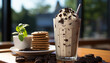 Refreshing coffee break with a sweet mocha and creamy dessert generated by AI