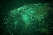 © Marvelous-24k - A zoomed out holographic world map with glowing dots, lines and connection. The world globe is colored in a futuristic green tint with crisp colors