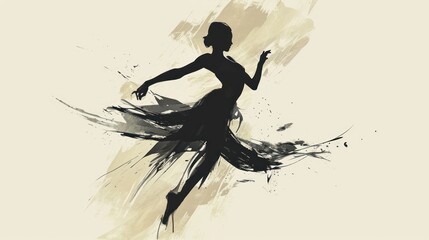 Sticker -  a black and white picture of a woman in a dress with a splash of paint on the side of her body and a hand in her other hand, in her other hand.