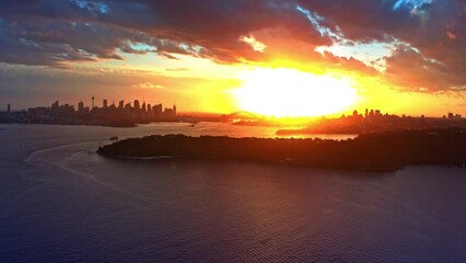 Wall Mural - Harbour of Sydney Australia at sunset panoramic skyline