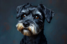 Realistic Portrait Illustration Of A Cute Miniature Schnauzer. Isolated Dog Illustration. Generative AI.