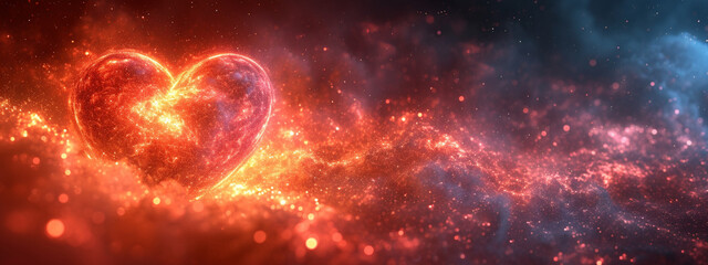 heavenly valentine: floating heart in the cosmos, a romantic journey among the cosmos.