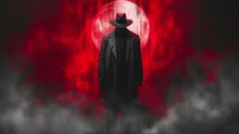 Mafia Man Fantasy Horror Movie Poster, Red And Black, Silhouette
