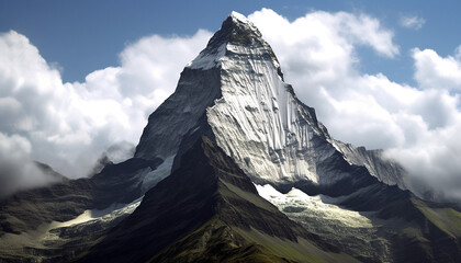 Sticker - Majestic mountain peak, snowcapped and dramatic, a breathtaking adventure awaits generated by AI