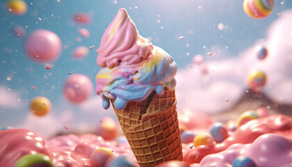 Wall Mural - Abstract ice cream cone design, a sweet summer indulgence generated by AI