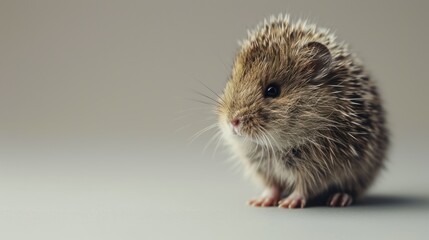 Poster -  a small rodent sitting on top of a white table next to a gray wall and looking at the camera with a curious look on it's face as it's head.