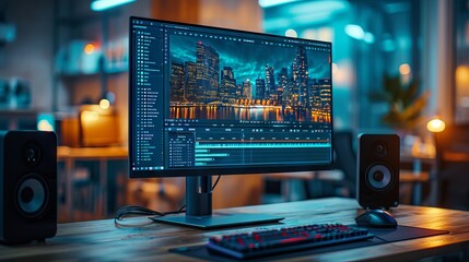 Computer display with vector design program. 3D Web Vector Illustrations