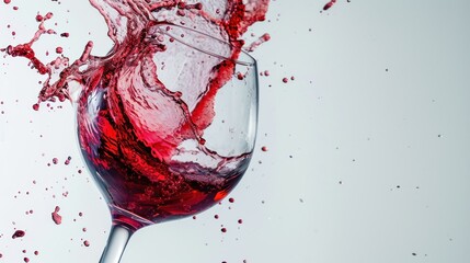 Wall Mural -  a close up of a wine glass with a liquid splashing out of the top and bottom of the glass on the bottom of the glass, on a white background.