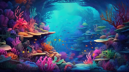 Wall Mural - Beautiful underwater world scene