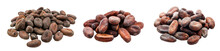Set Of Stack Of Cocoa Beans On A Transparent Background