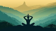  A Person Sitting In A Yoga Position In Front Of A Mountain Range With Their Hands In The Air And Their Hands In The Air With Their Hands In The Air.