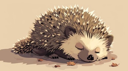 Canvas Print -  a porcupine is sleeping on the ground with its eyes closed and it's head resting on the ground with its eyes closed and it's eyes closed.