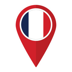 Wall Mural - France flag on map pinpoint icon isolated. Flag of France