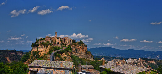 Civita di Bagnoregio comune, town, and surrounding landscape view in the Province of Viterbo in the Italian region of Lazio, Italy 2023