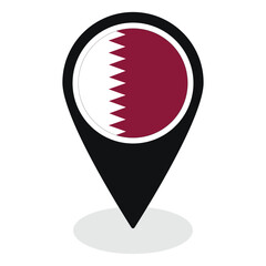 Wall Mural - Qatar flag on map pinpoint icon isolated. Flag of Qatar