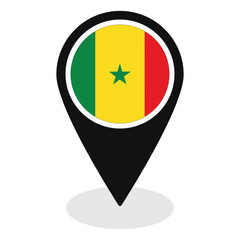 Wall Mural - Senegal flag on map pinpoint icon isolated. Flag of Senegal