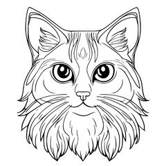 Wall Mural - Birman Cat Head SVG Black and White Illustration Art Generative AI.