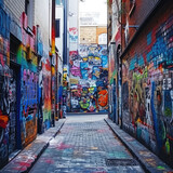 Fototapeta Młodzieżowe - Street Art Splendor: Vibrant Alley Adornments
