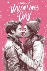 Wall Mural - Valentines letter card design, with 