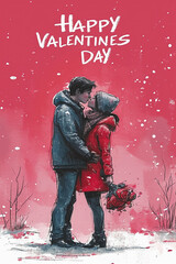 Wall Mural - Valentines letter card design, with 