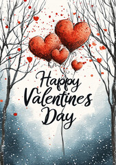 Wall Mural - Valentines letter card design, with 