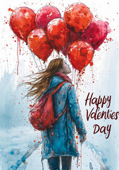 Wall Mural - Valentines letter card design, with 