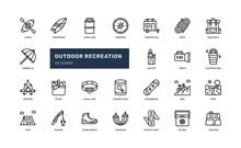 outdoor activity recreation leisure nature sport detailed outline line icon set
