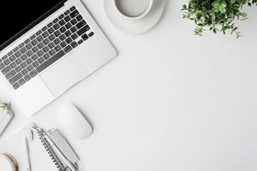 View of minimalist desk setup