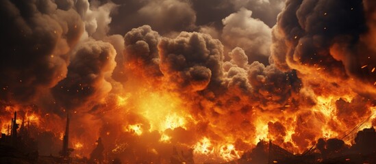 Sticker - Explosive flames and thick smoke ascending above