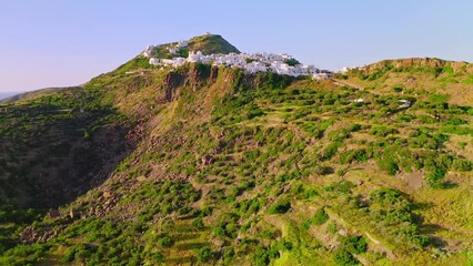 Wall Mural - White greek houses of Plaka Milos island Greece. Beautiful nature