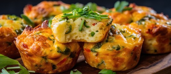 Sticker - Close-up photo of cheesy and savory vegetable muffins.