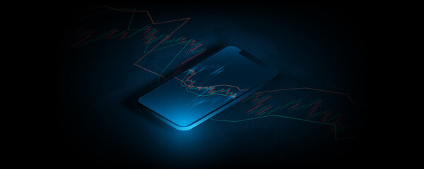 Wall Mural - background images of smartphone technology concepts, website development about finance, investment, 
