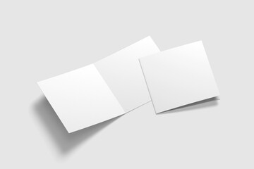 Square Bifold Brochure Mockup 3d Rendering