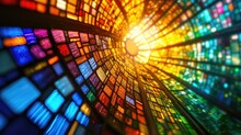 Stained Glass Window Background With Colorful Abstract.