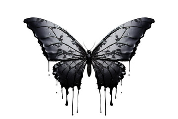 Wall Mural - Butterfly with open wings, monochrome isolated on a Transparent background. Generative AI