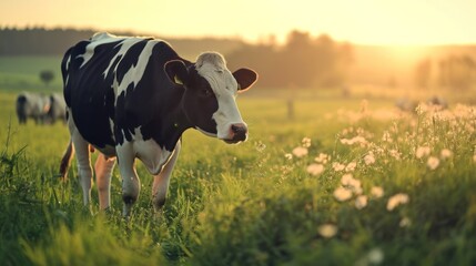 Farm and cows, cow milk, production at the farm