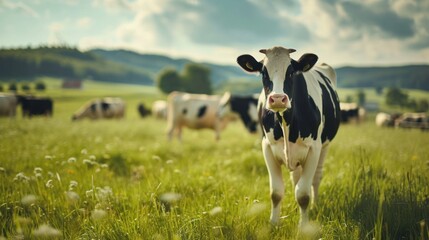 Farm and cows, cow milk, production at the farm