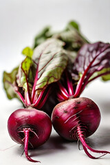 Wall Mural - Beetroot on white background, close-up, selective focus