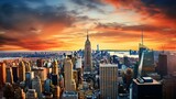 Fototapeta Miasto - New York city sunset panorama