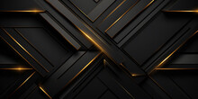 Black Abstract Background With Golden Lines. Black Gold Background Overlap Dimension With Futuristic Background