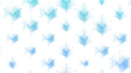 Code Carved in Light: Abstract blockchain, forged from luminous cubes, whispers secrets in binary across a void. Royalty-free for crypto art, financial visuals, and cutting-edge designs. 
