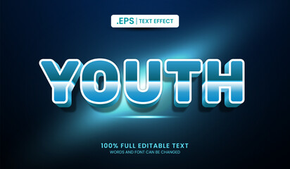 Wall Mural - Design editable text effect, youth text vector illustration