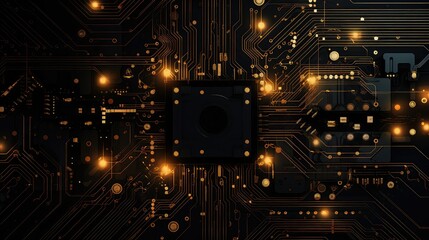 cyber dark tech background illustration digital innovation, data intelligence, network coding cyber dark tech background
