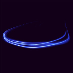 Wall Mural - Blue glowing shiny lines effect black background. Luminous white lines of speed. Light glowing effect. Light trail wave, fire path trace line and incandescence curve twirl.