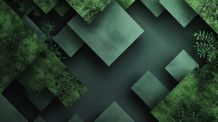 Wall Mural - Forest green & moss green abstract background vector presentation design. PowerPoint and business background.