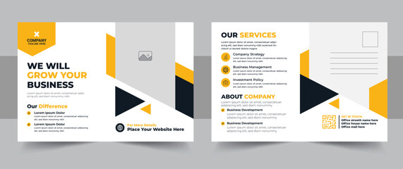 Wall Mural - business yellow postcard design template layout vector, modern company eddm postcard