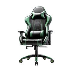 Wall Mural - Black and green gaming chair, isolated